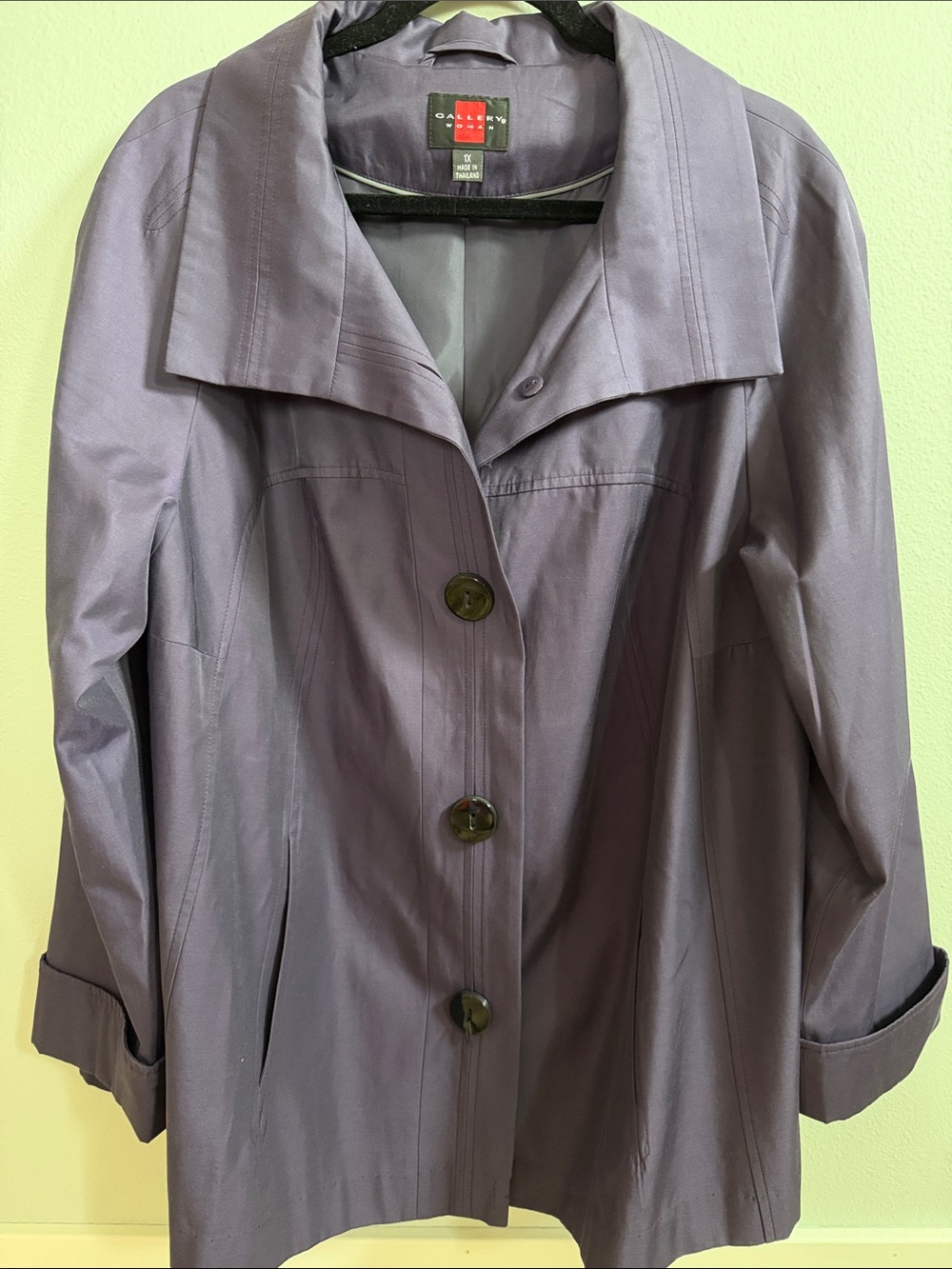 Gallery Lavender Single-Breasted Trench Coat